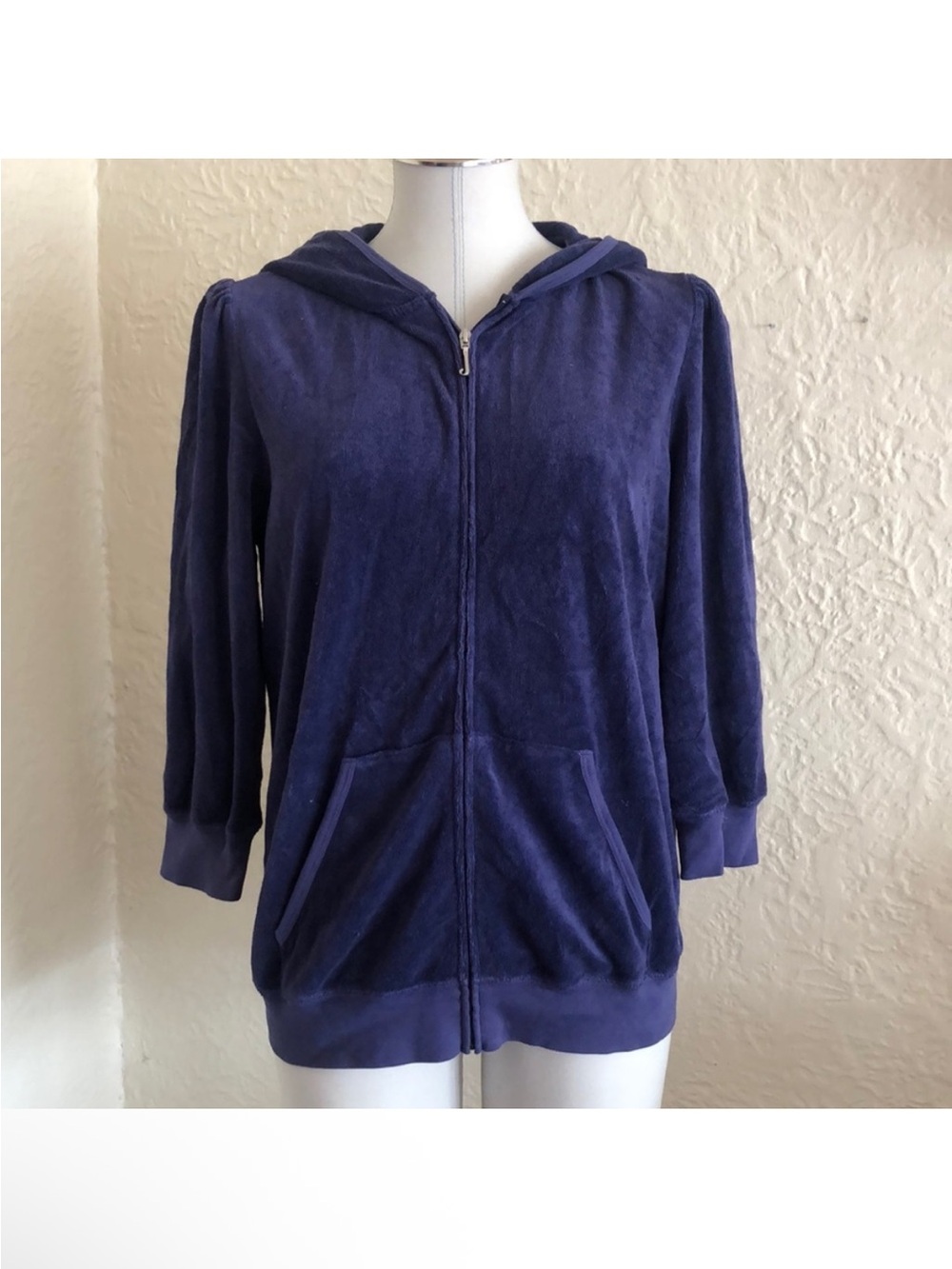 Juicy Couture Blue Terry Cloth Y2k 2000’s Hoodie Hooded Sweatshirt Plus Size 0X